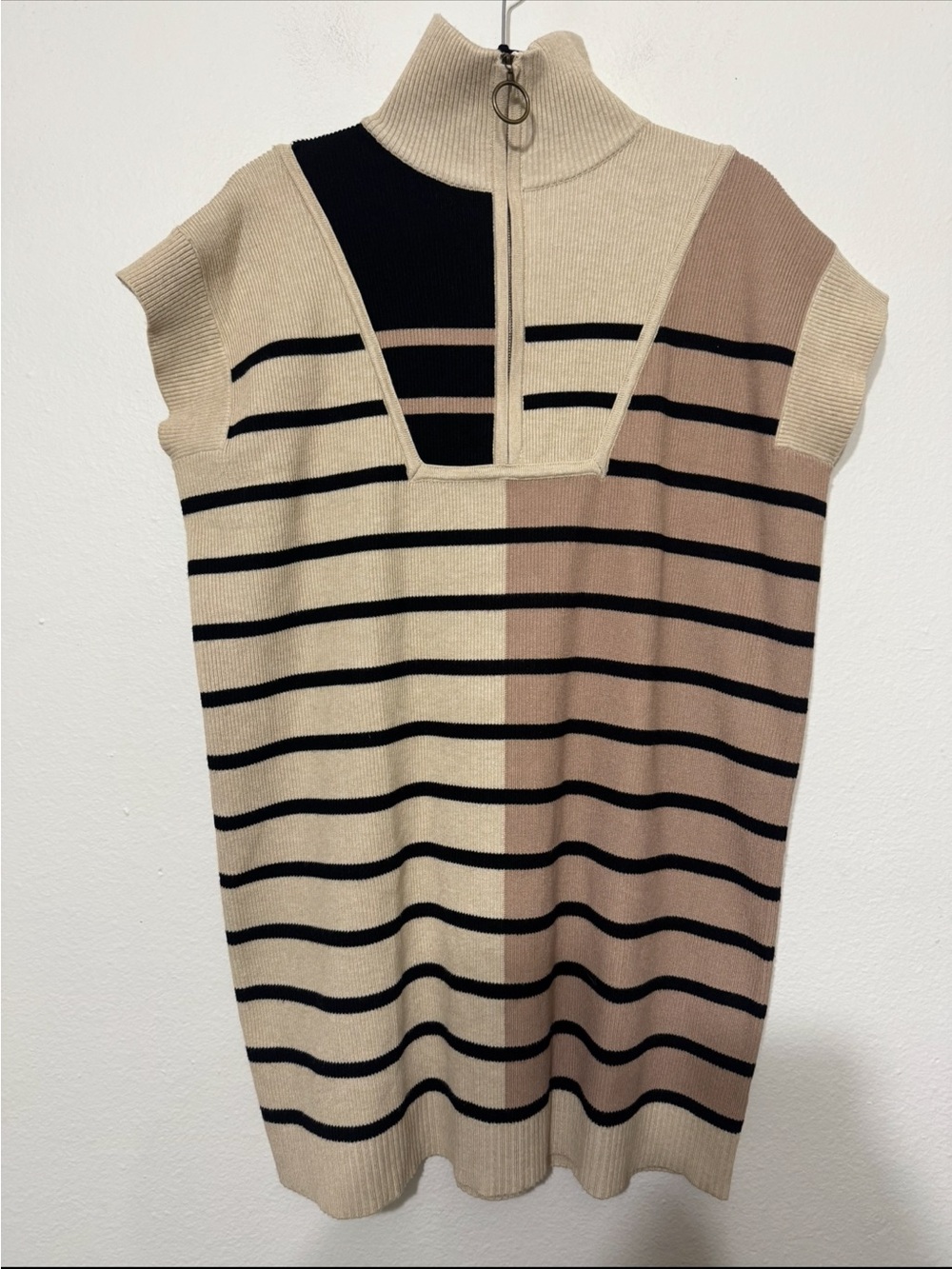 Entro Quarter Zip Cap Sleeve Sweater Dress Small